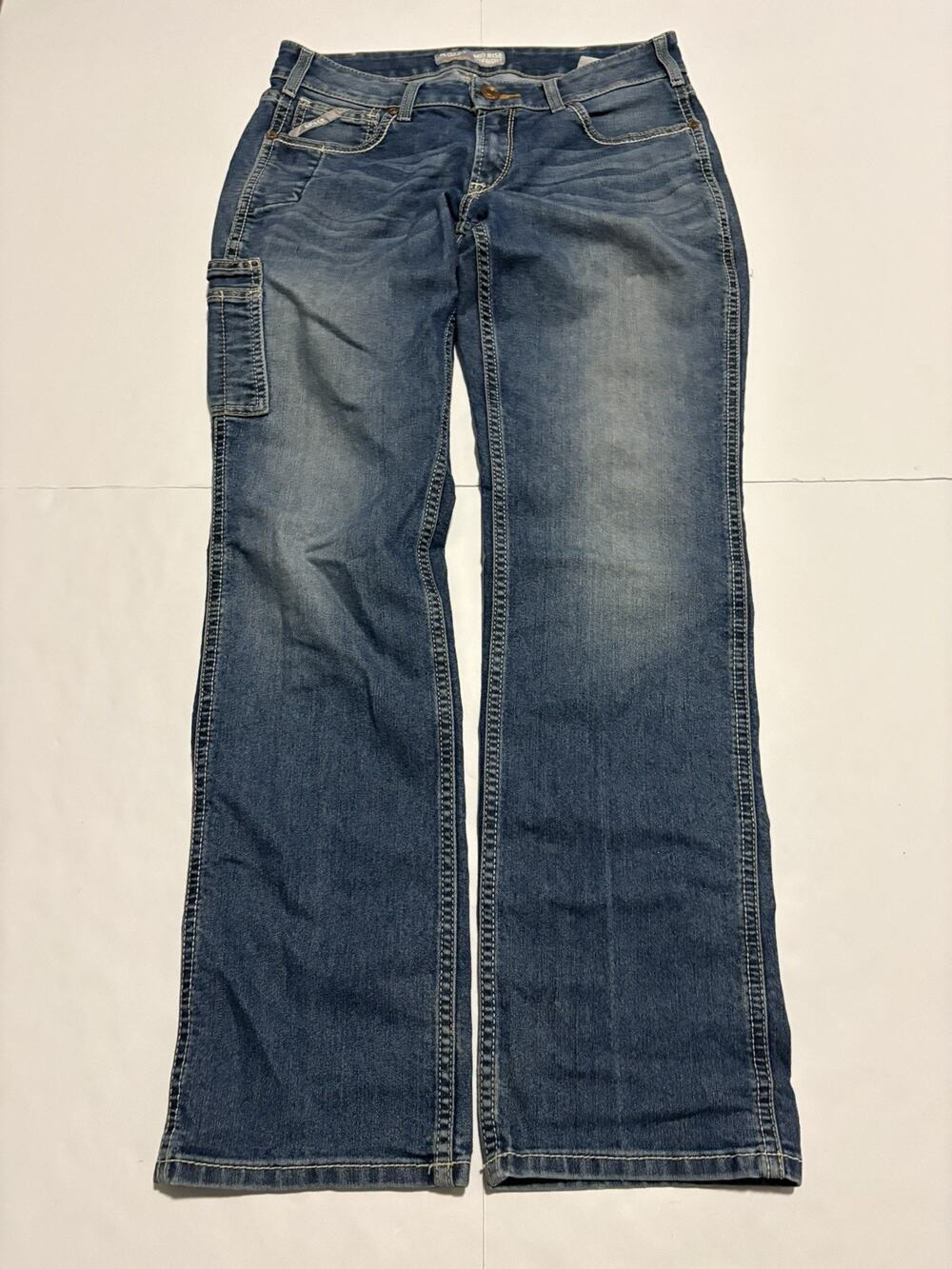 Ariat Rebar Women’s Jeans 30L Mid Rise Straight Work Utility Blue Denim